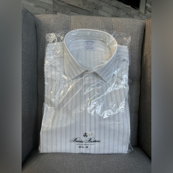 Brookes Brothers Stretch Regent Dress Shirt Non-Iron Twill Stripe 15.5-33 - Picture 5 of 12